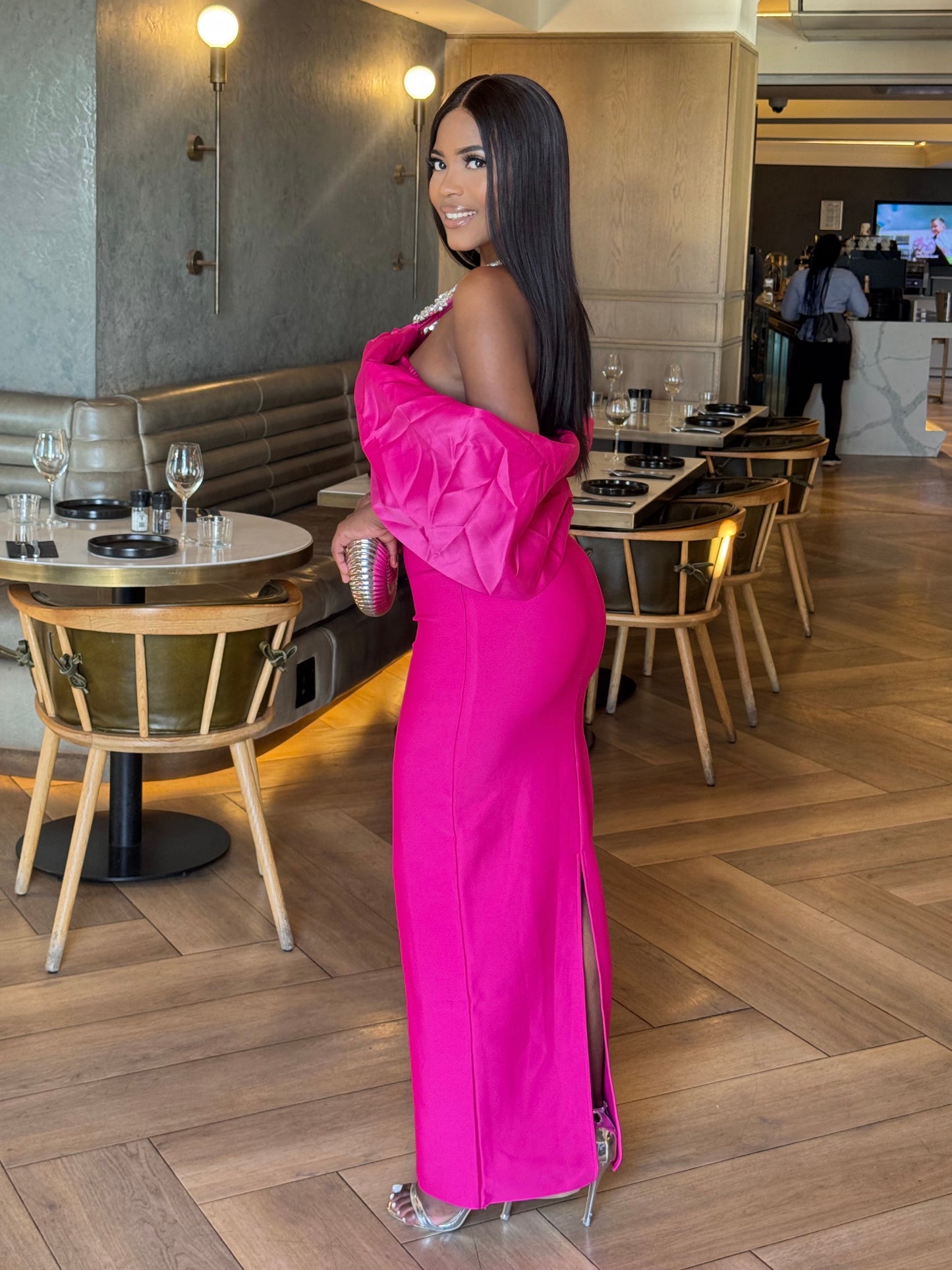 Yuri Bandage Gown – Hot Pink Maxi Dress