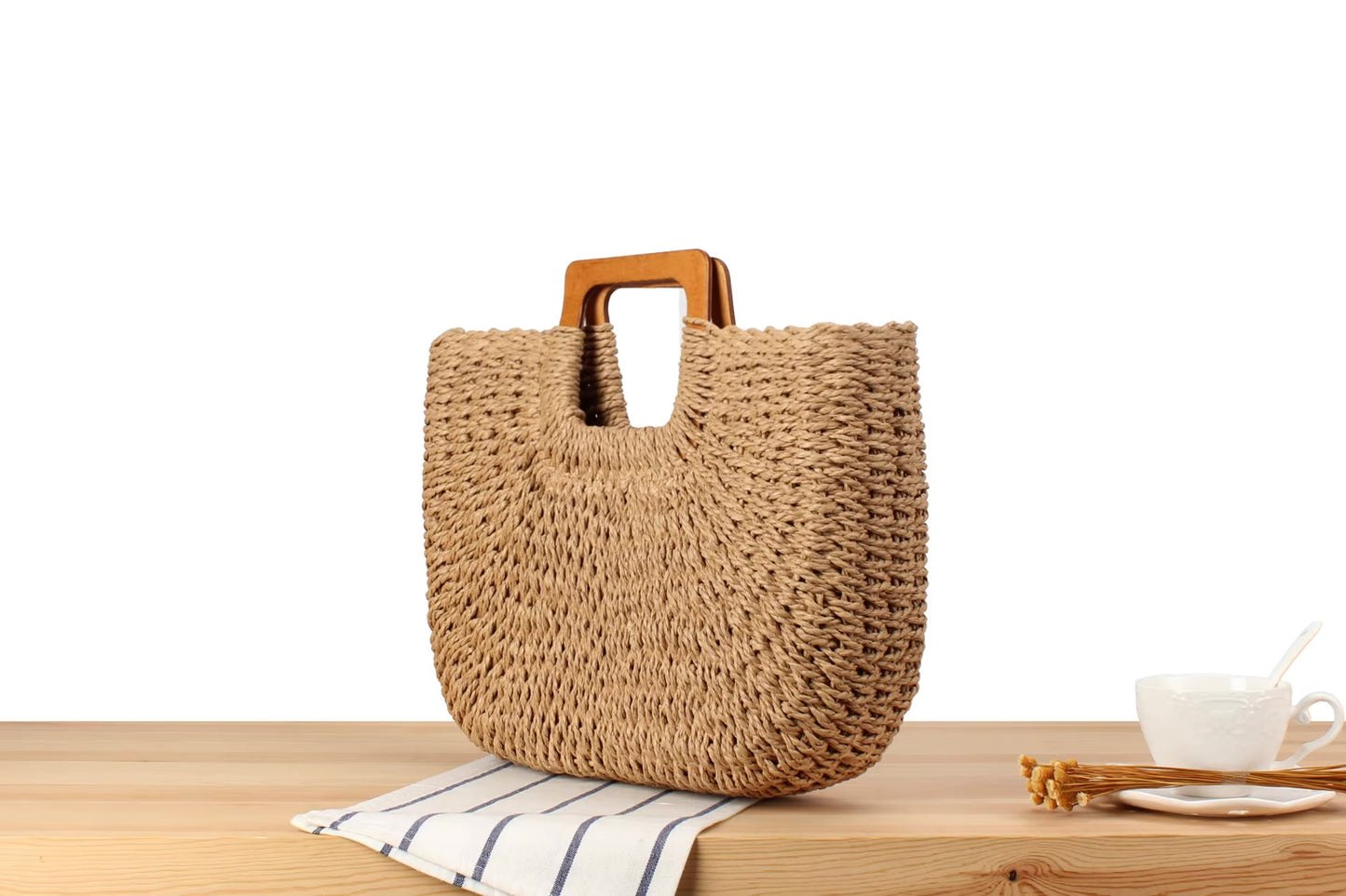 Aurelia Woven Top-Handle Bag