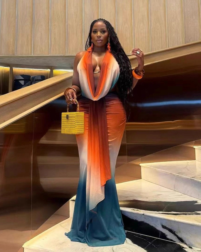 Venique Sunset Ombre Maxi Dress