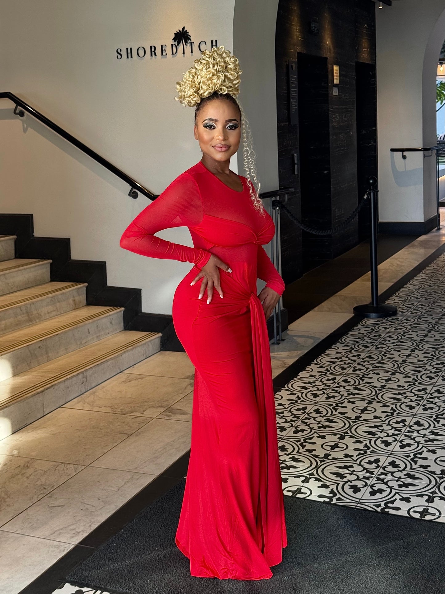 Scarlet Allure Mesh Maxi Dress