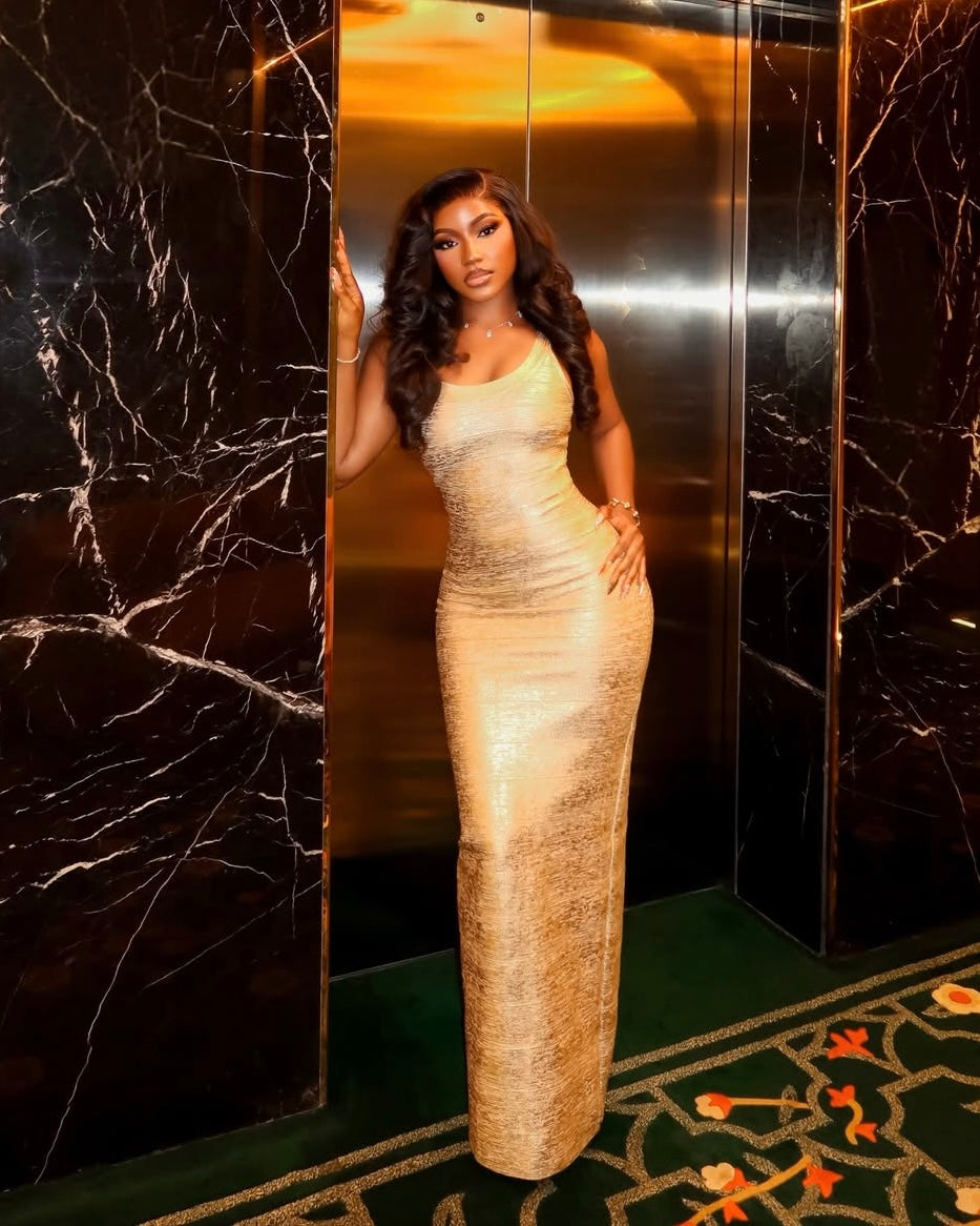 Champagne Glow Maxi Dress
