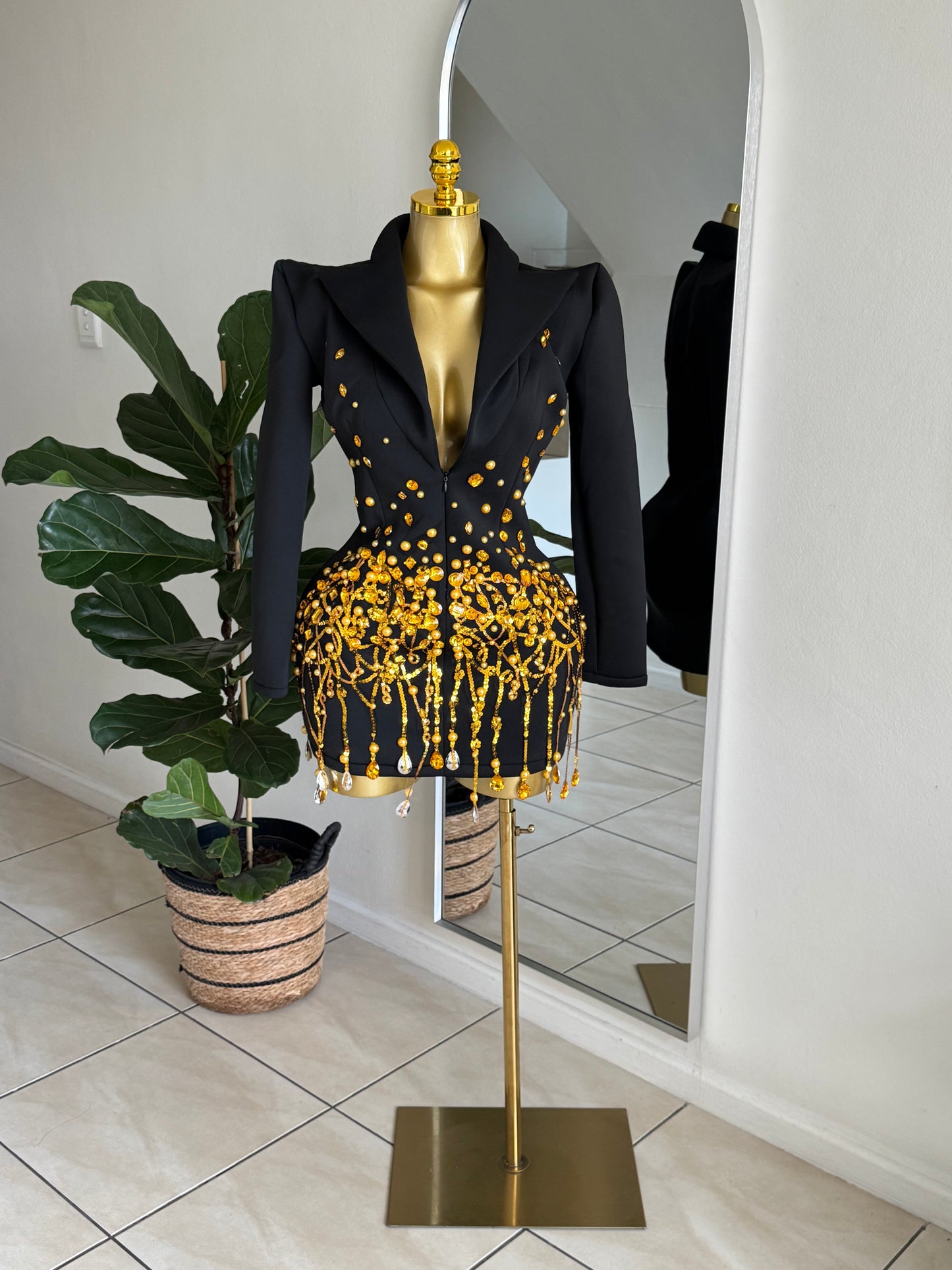 Golden Drip Blazer Mini Dress