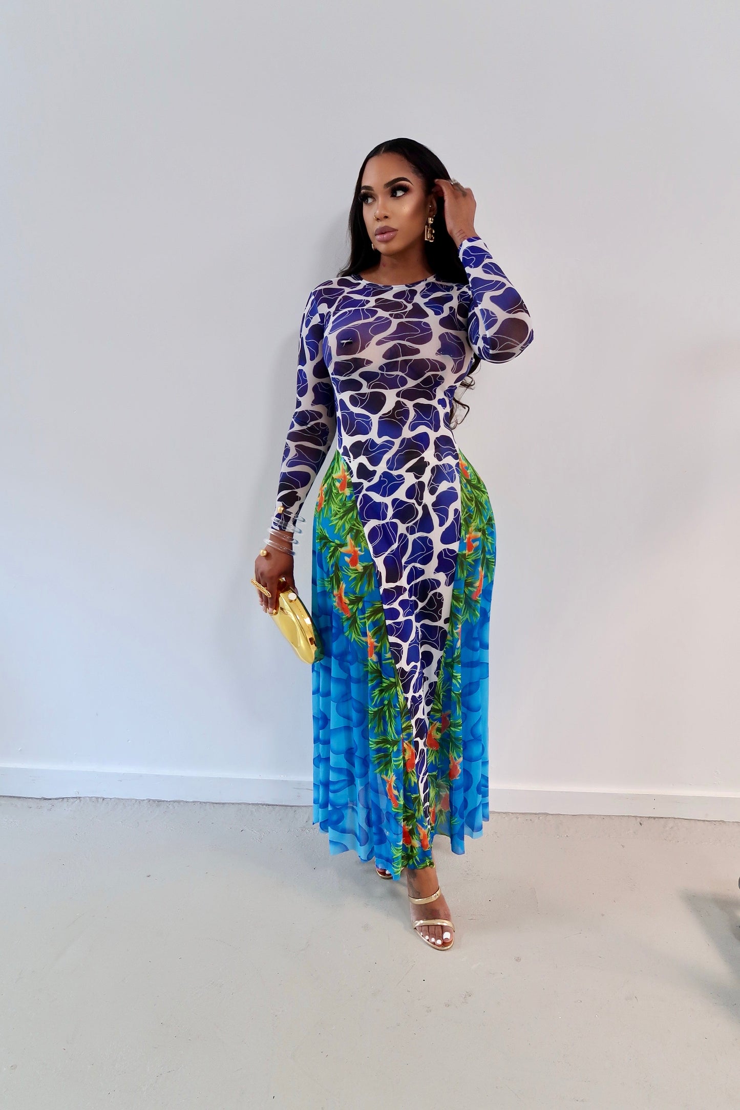 Azure Bloom Maxi Dress