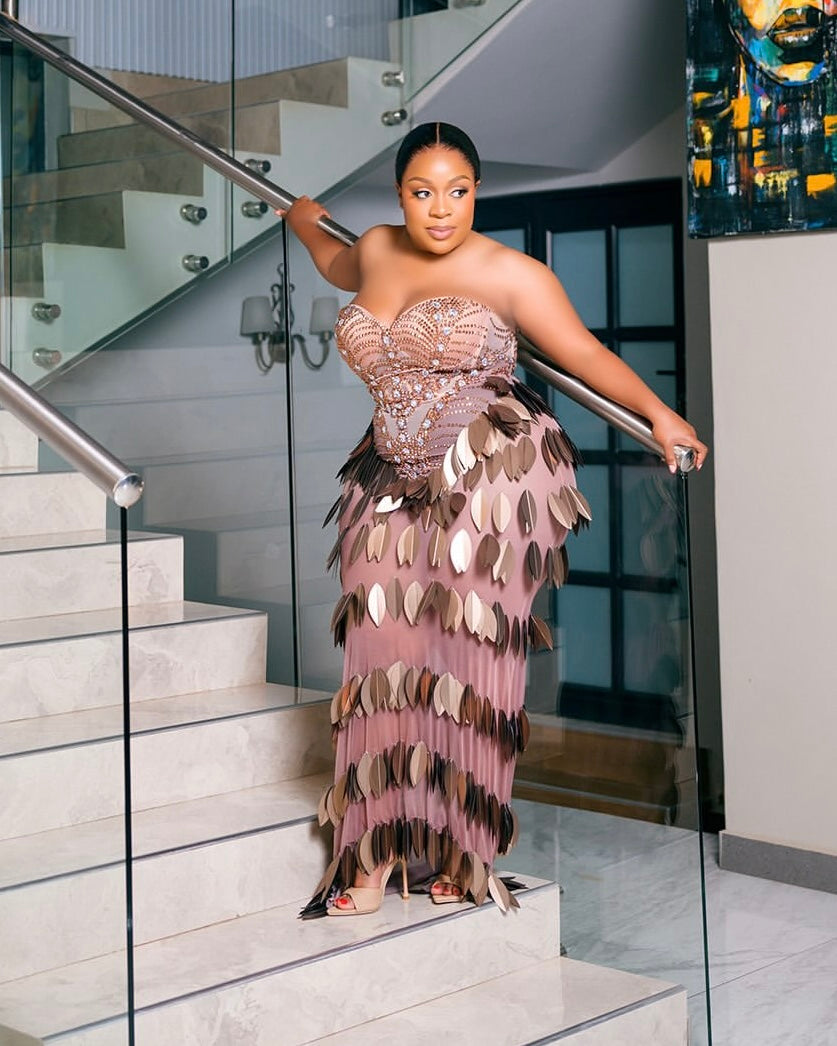Amira Blush Embellished Maxi Dress