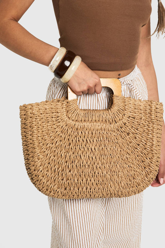 Aurelia Woven Top-Handle Bag