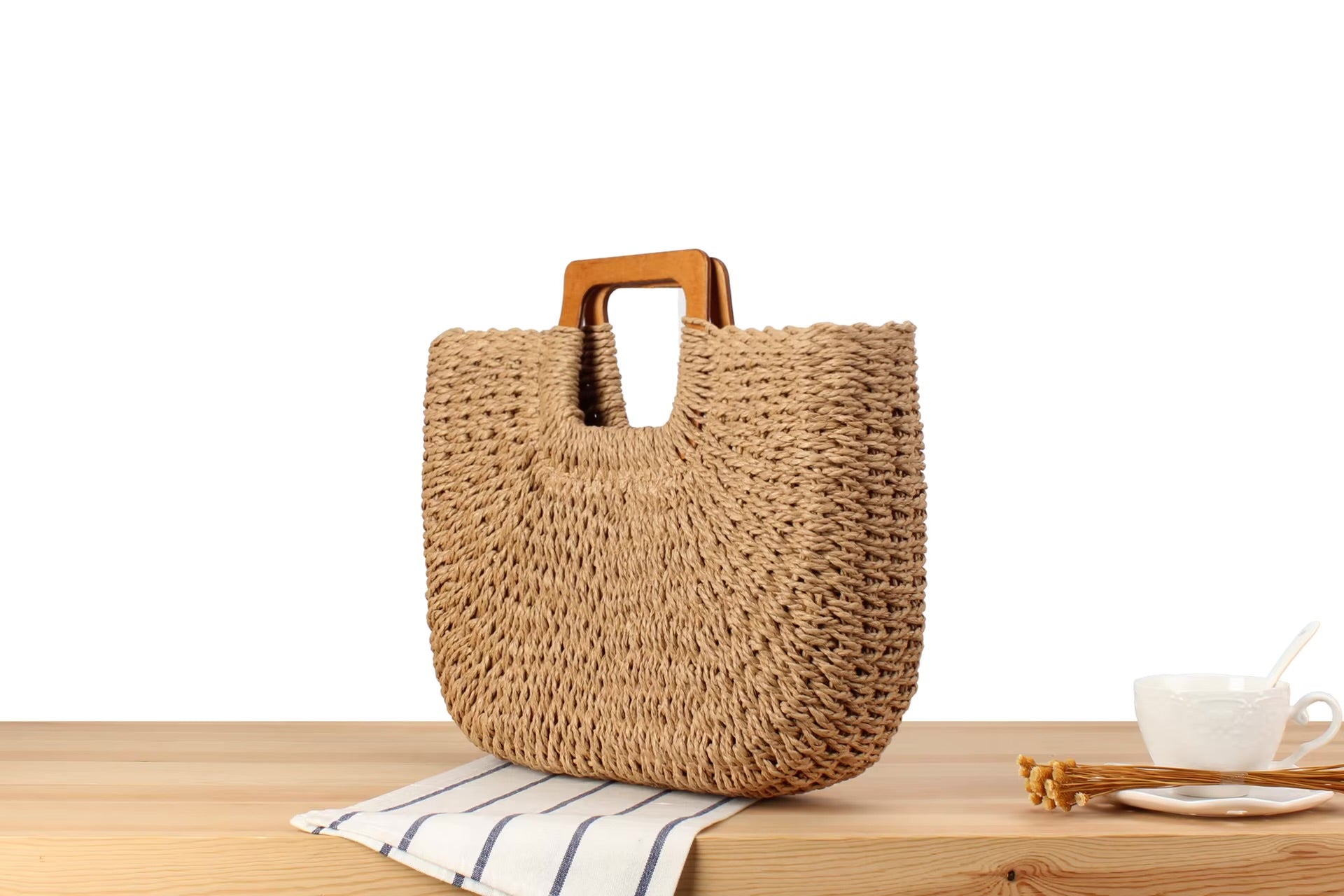 Aurelia Woven Top-Handle Bag