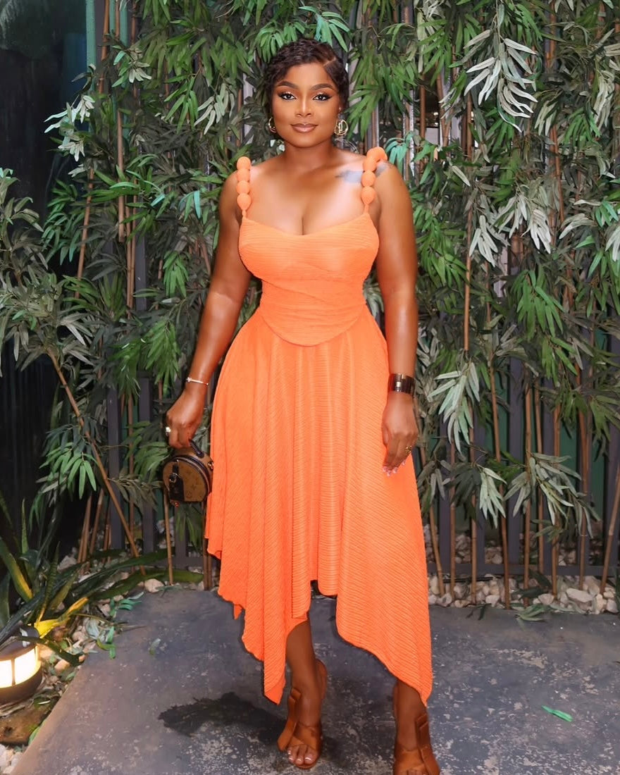 Birthday Glow Orange Midi Dress