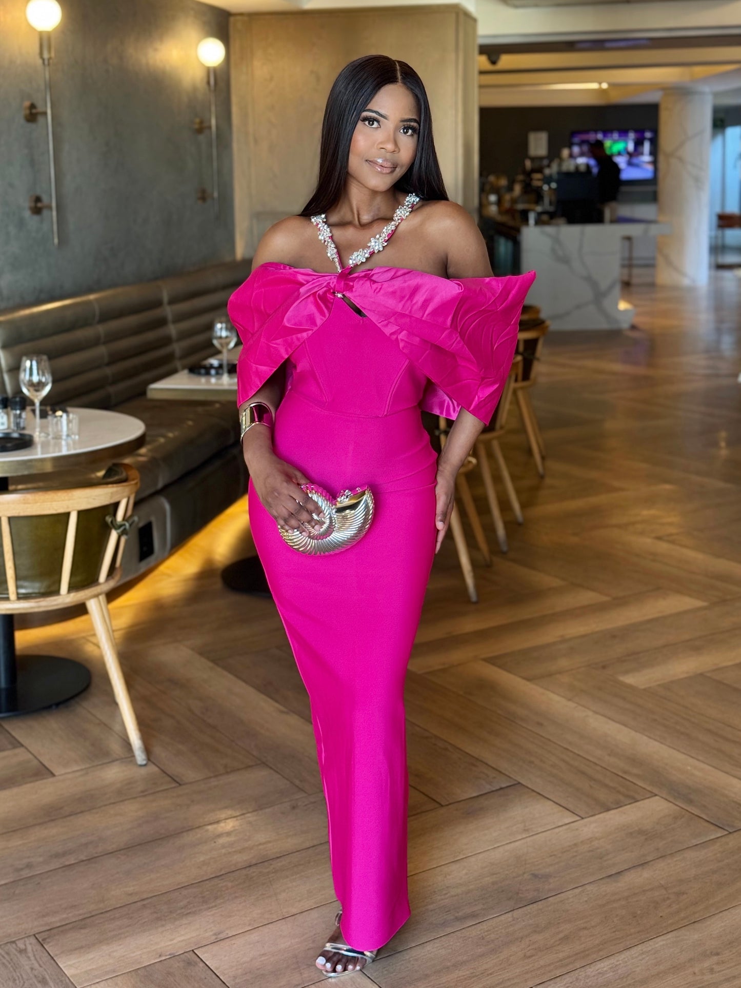 Yuri Bandage Gown – Hot Pink Maxi Dress