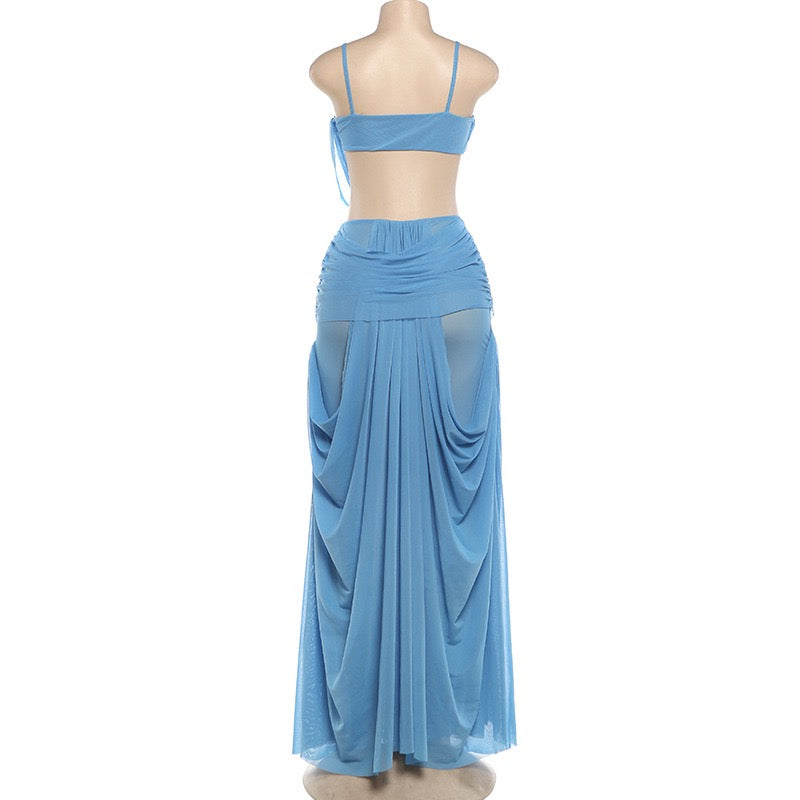 Ocean Muse Draped Maxi Dress