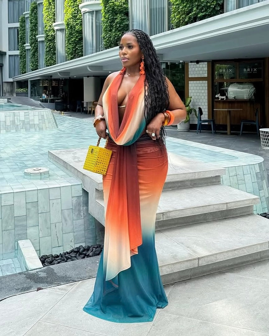 Venique Sunset Ombre Maxi Dress