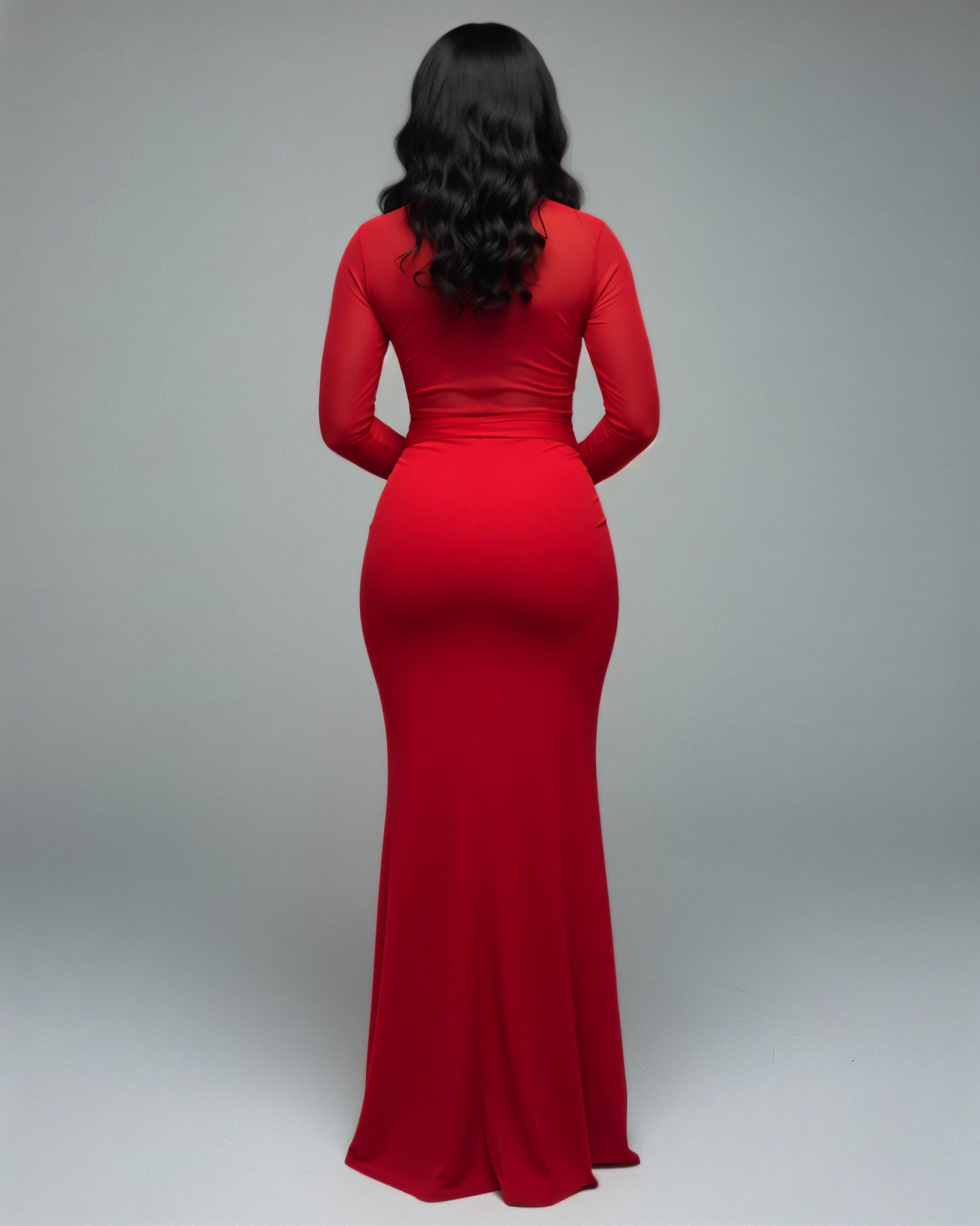 Scarlet Allure Mesh Maxi Dress