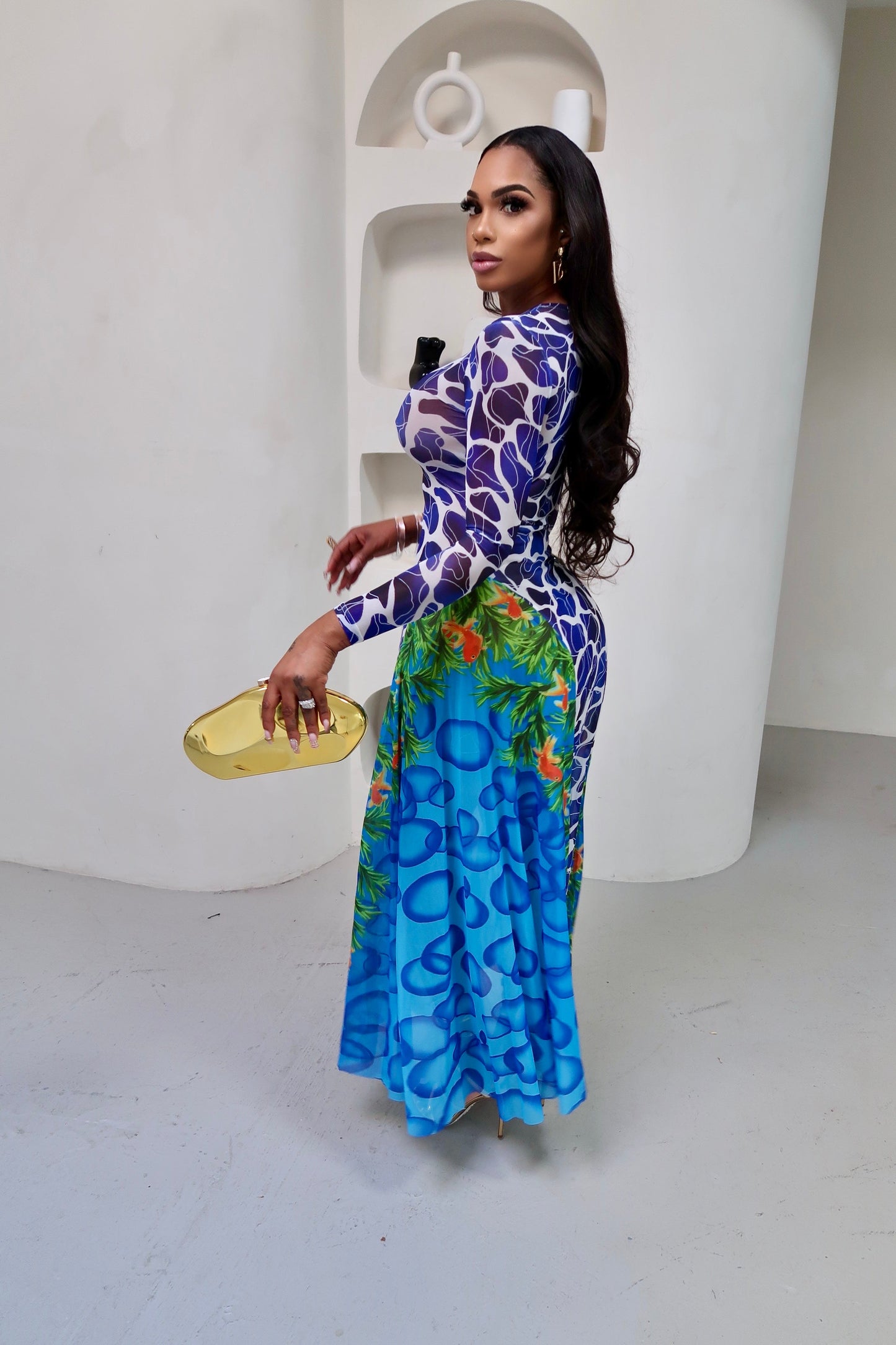 Azure Bloom Maxi Dress