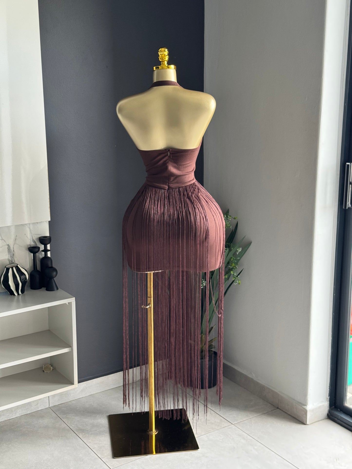 Sienna Fringe Halter Dress