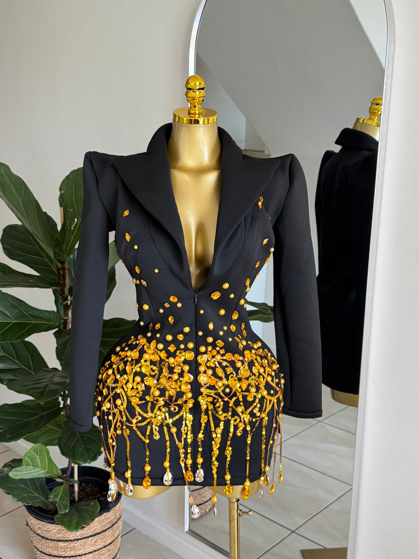 Golden Drip Blazer Mini Dress
