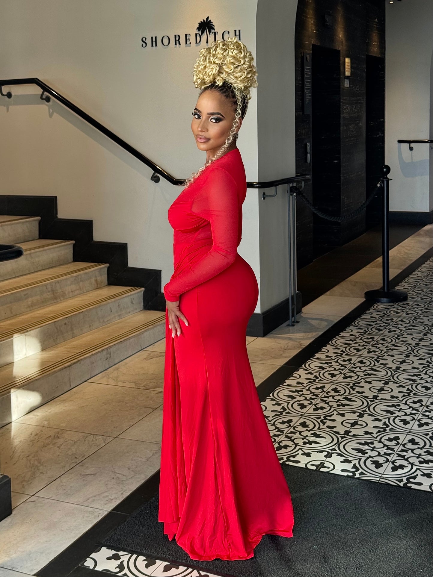 Scarlet Allure Mesh Maxi Dress