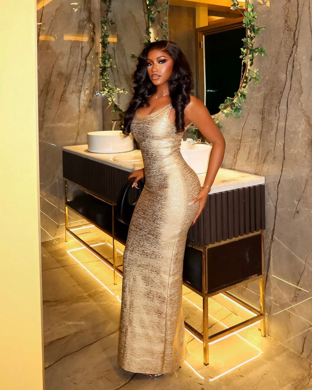 Champagne Glow Maxi Dress
