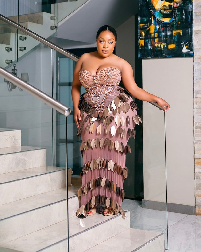 Amira Blush Embellished Maxi Dress