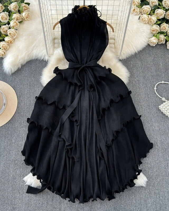 Noire Ruffle Midi Dress