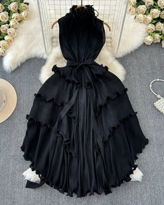 Noire Ruffle Midi Dress