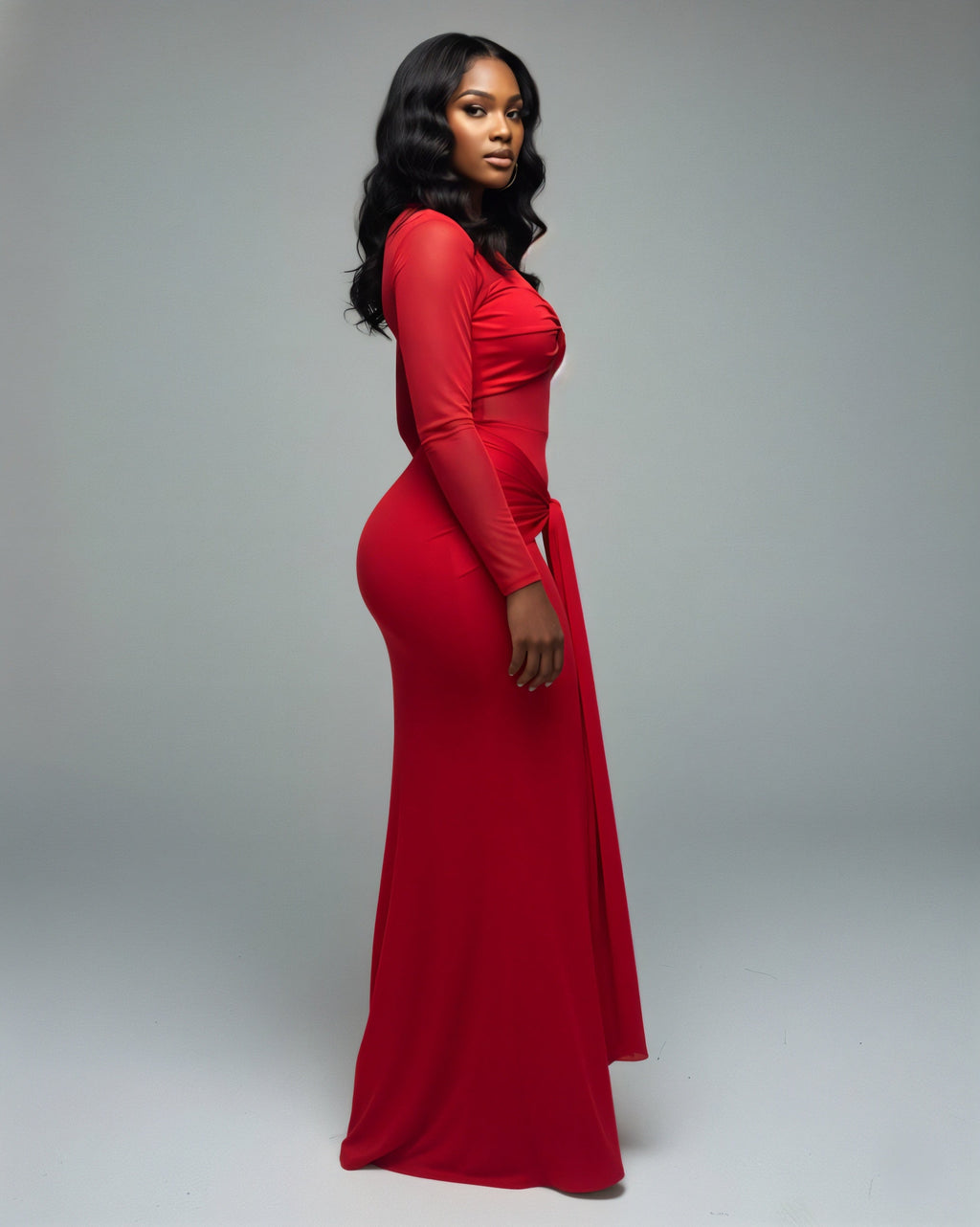 Scarlet Allure Mesh Maxi Dress
