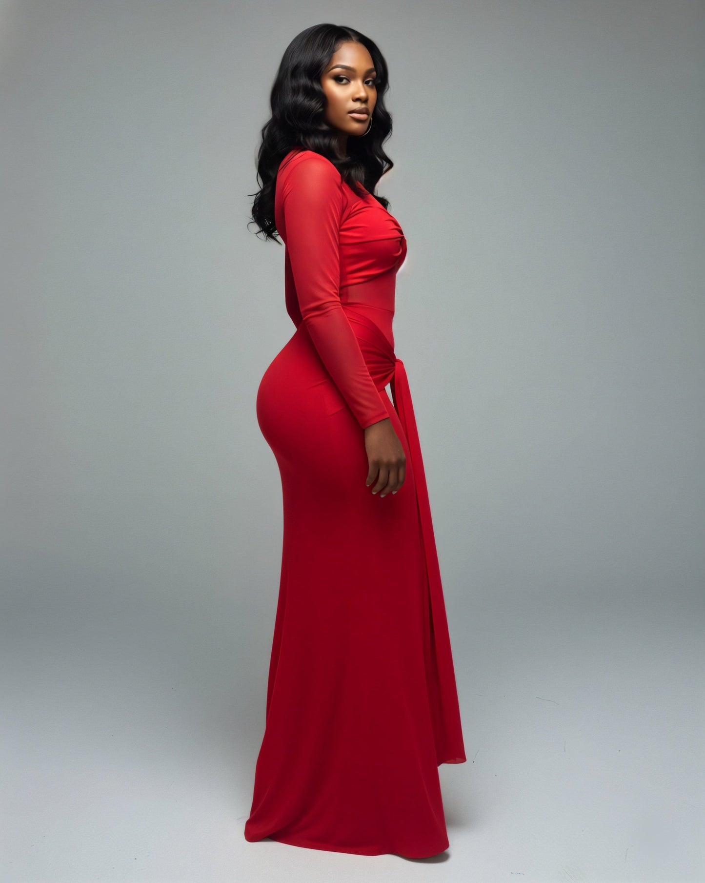 Scarlet Allure Mesh Maxi Dress