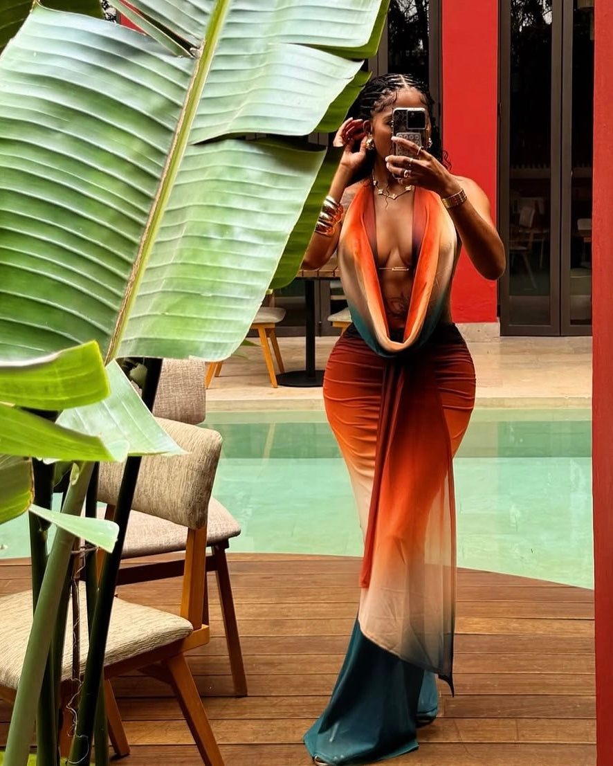 Venique Sunset Ombre Maxi Dress