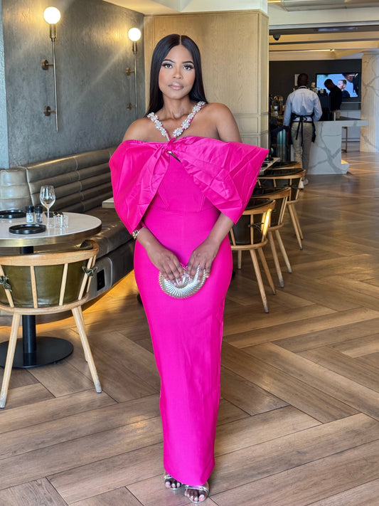 Yuri Bandage Gown – Hot Pink Maxi Dress