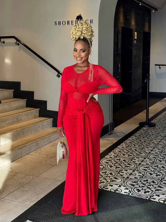 Scarlet Allure Mesh Maxi Dress