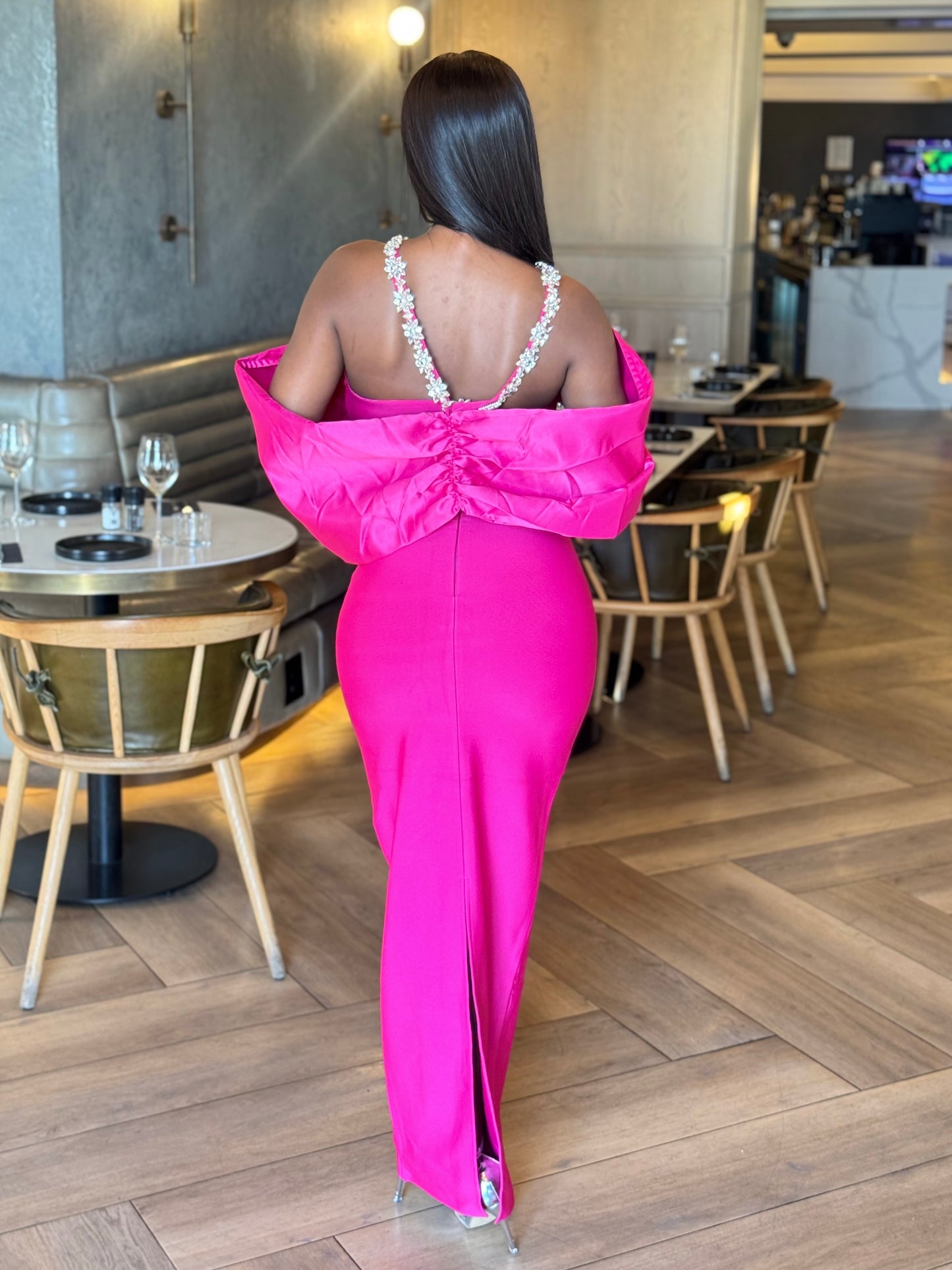 Yuri Bandage Gown – Hot Pink Maxi Dress
