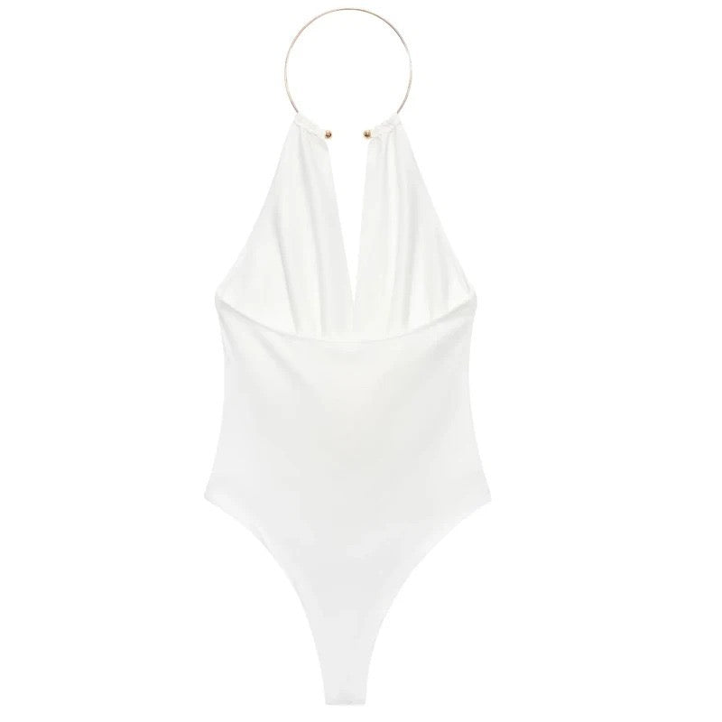 Liora Halter Ring Bodysuit Top
