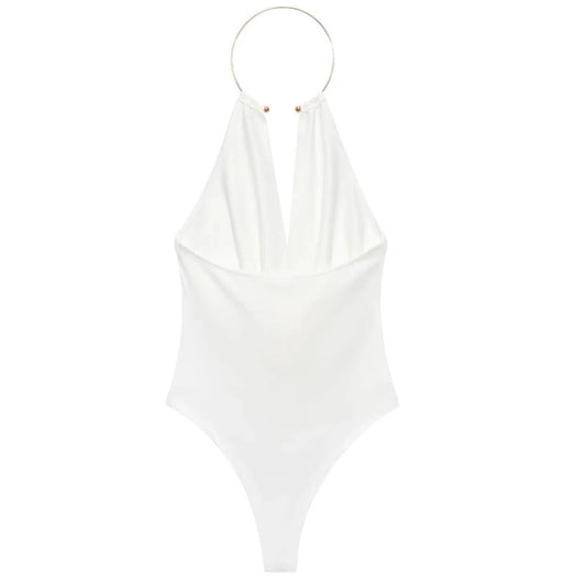 Liora Halter Ring Bodysuit Top
