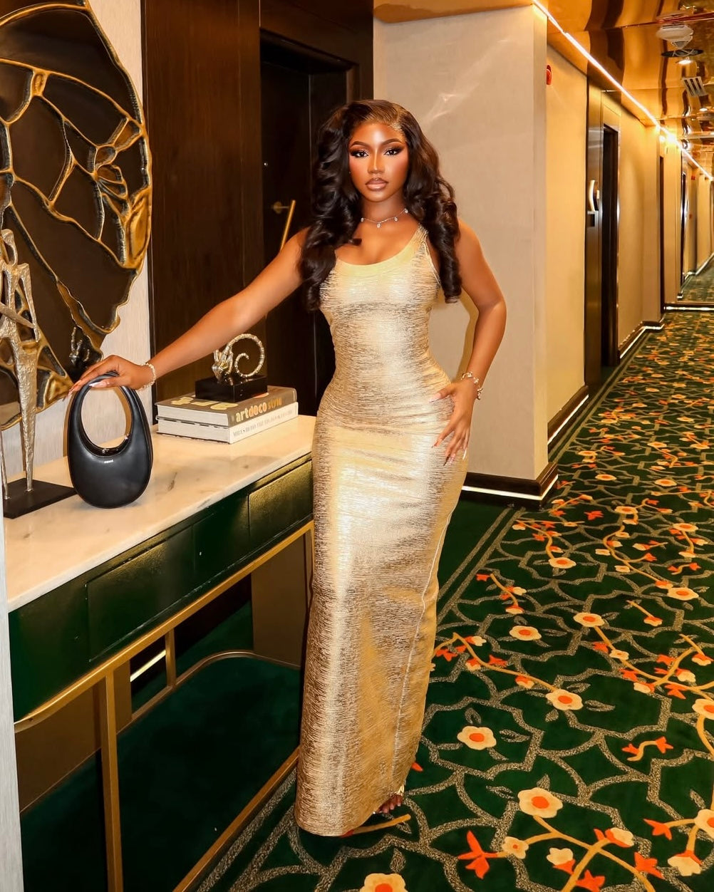 Champagne Glow Maxi Dress