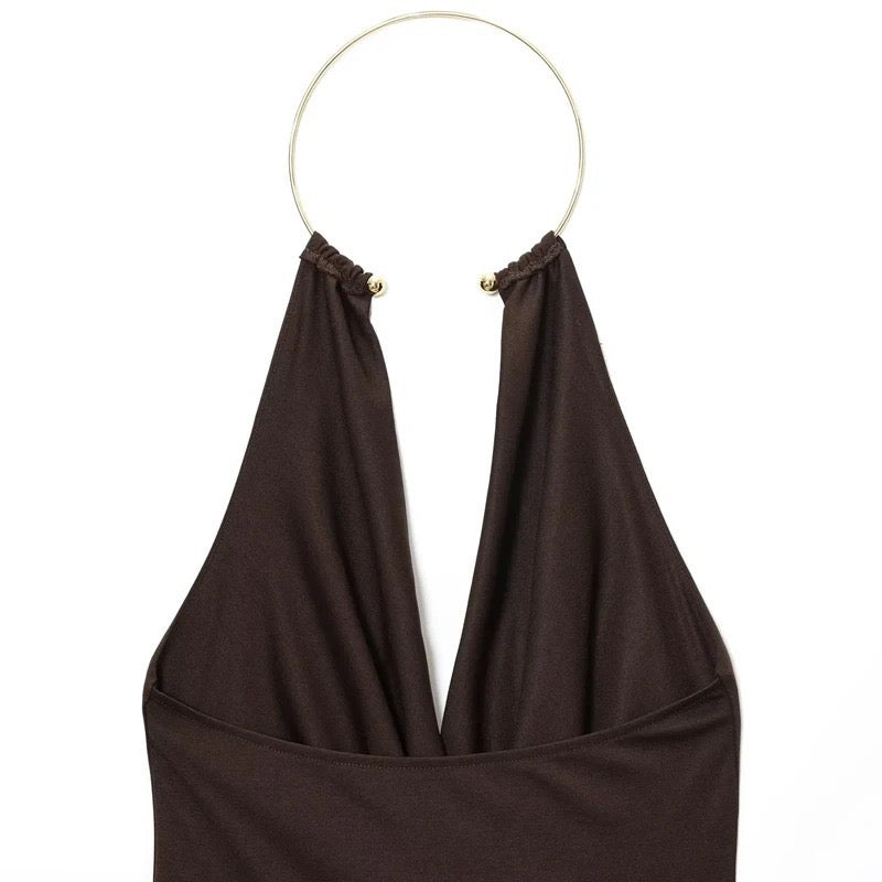 Nyla Gold Ring Bodysuit Top
