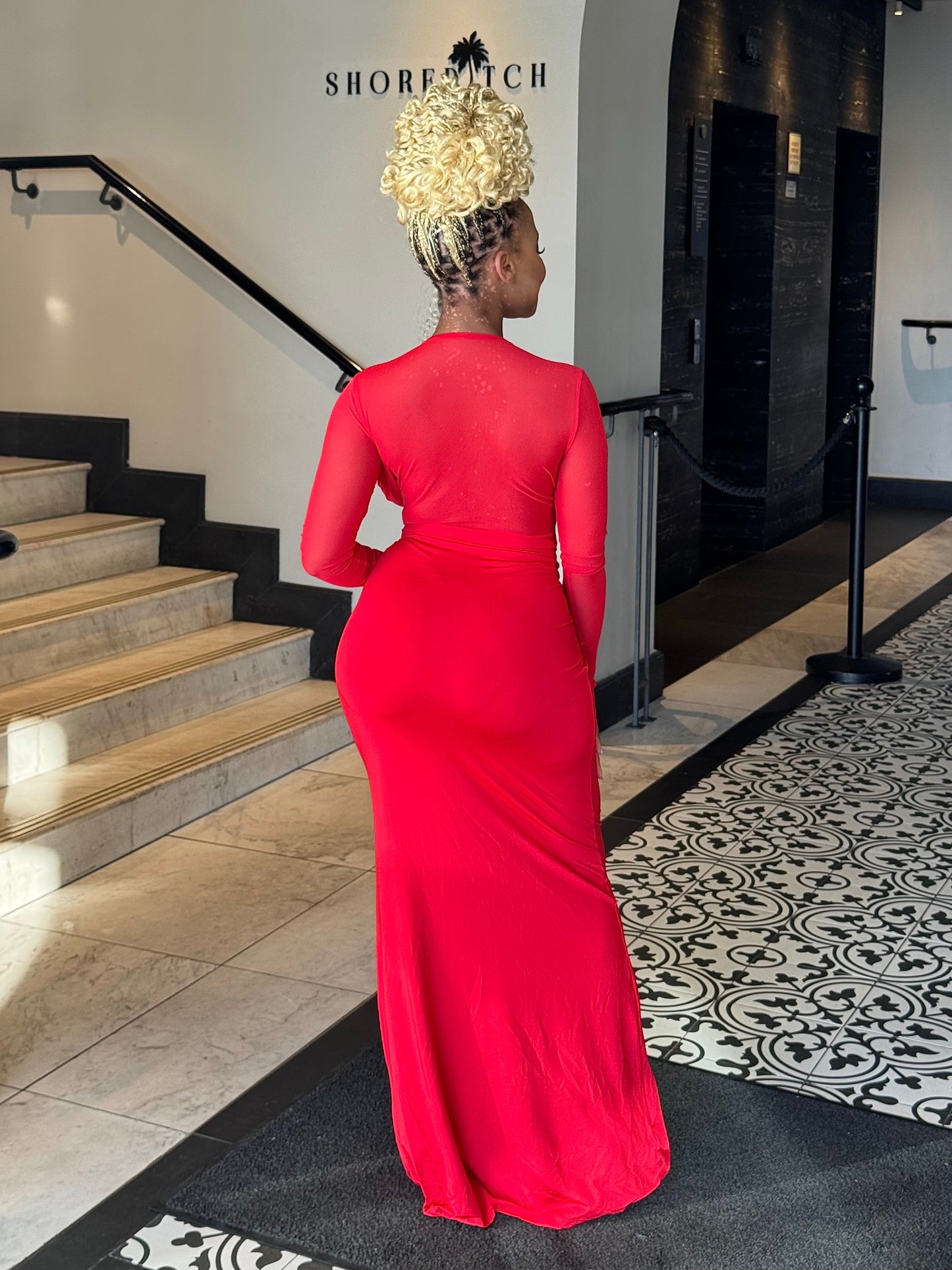 Scarlet Allure Mesh Maxi Dress