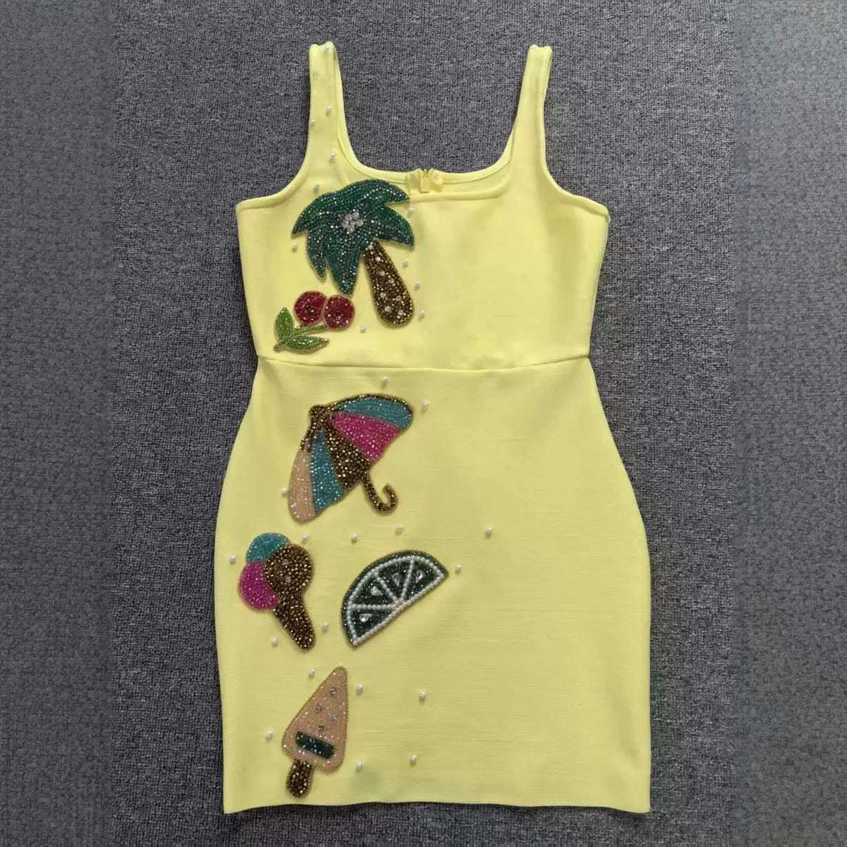 Tiziana Yellow Sequin Mini Dress